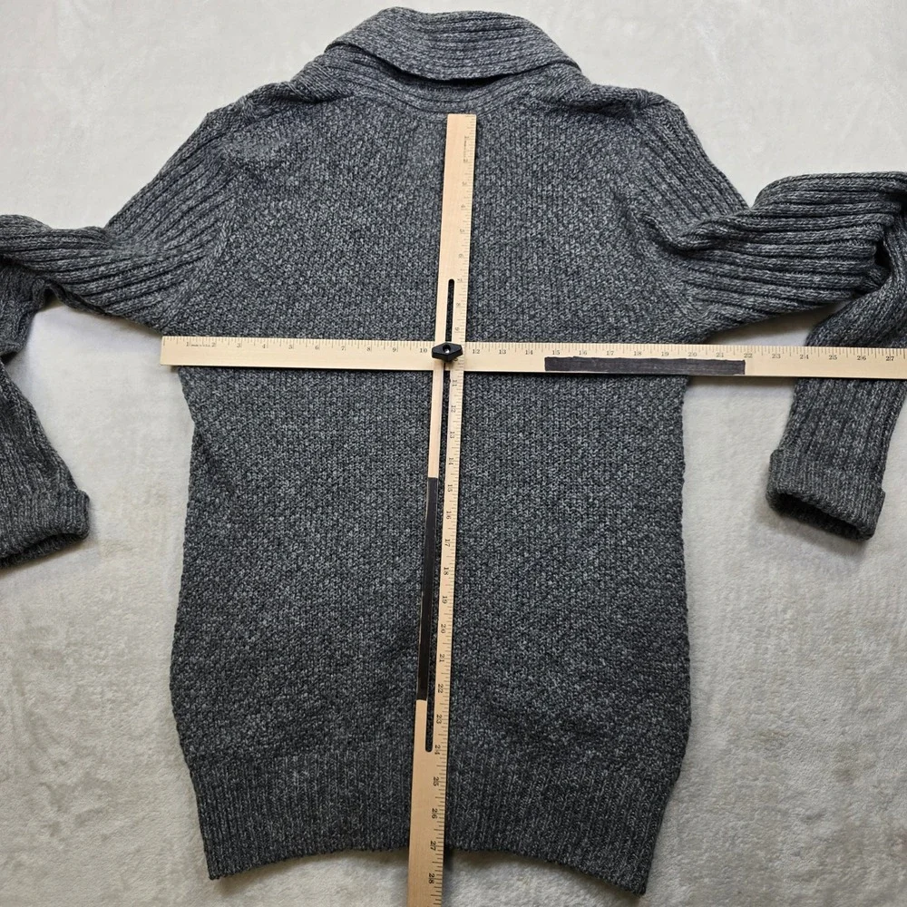 Canadiana Shawl Collar Cardigan‎ Sweater Mens Small Gray Cable Knit Chunky!